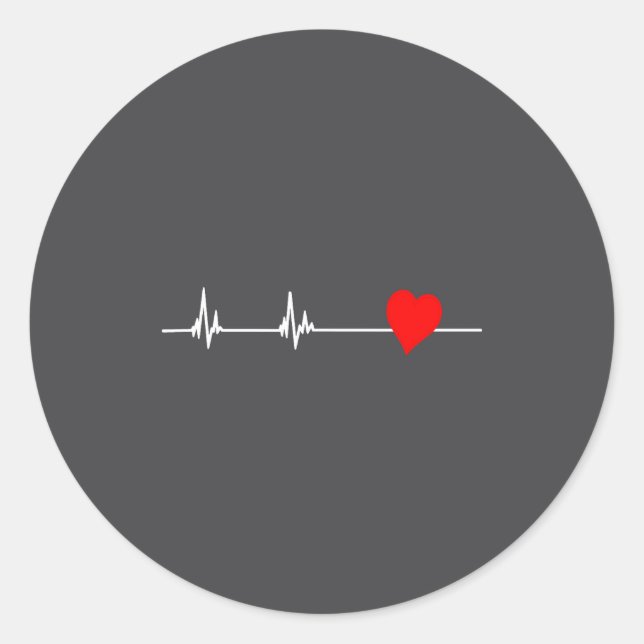 Pegatina Redonda Heart Health Heart Disease Awareness Heartbeat Wom (Anverso)