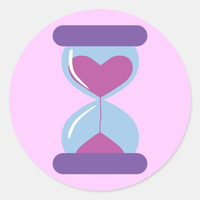 Pegatina Redonda Heart Hourglass (Anverso)