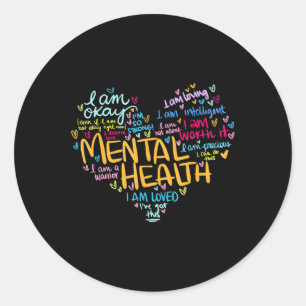 Pegatina Redonda Heart I Wear Green For Mental Health Awareness Mon