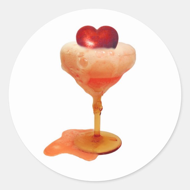 Pegatina Redonda Heart in Bubbly Drink Stickers (Anverso)