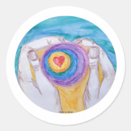 Pegatina Redonda Heart In Hands Circle, No Saying, Title, Dig Sig