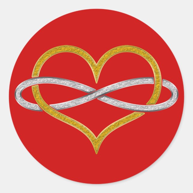 Pegatina Redonda Heart Infinity Gold Silver (Anverso)