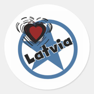Pegatina Redonda Heart Latvia