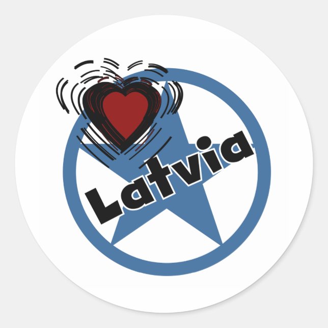 Pegatina Redonda Heart Latvia (Anverso)