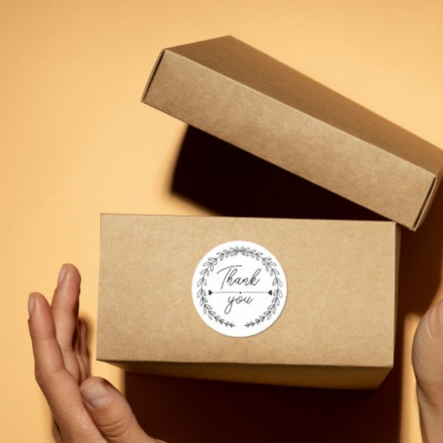 Pegatina Redonda heart Leaf Wreath Thank You business parcel (Subido por el creador)