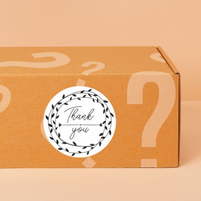 Pegatina Redonda heart Leaf Wreath Thank You business parcel (Subido por el creador)