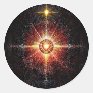 Pegatina Redonda Heart Mandala Red 2013