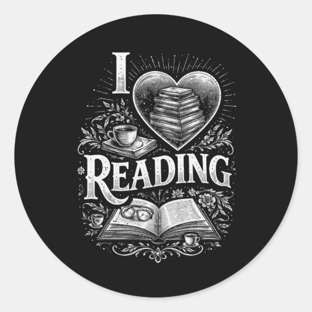 Pegatina Redonda Heart of a Book Lover (Anverso)