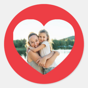 Pegatina Redonda Heart Photo Red