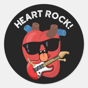 Pegatina Redonda Heart Rock Funny Music Pun Dark BG