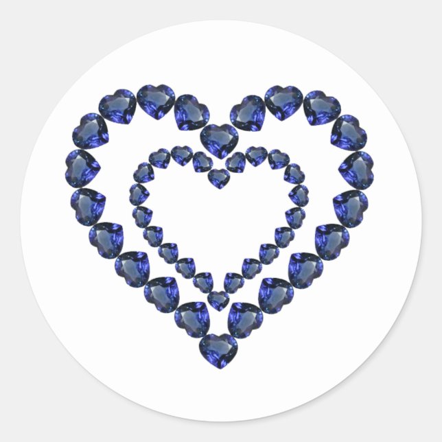Pegatina Redonda Heart Sapphire Gemstone (Anverso)