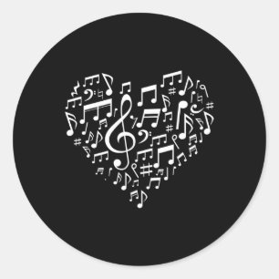 Pegatina Redonda Heart Shape Notas musicales Music Aovers Gifts Val
