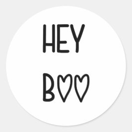 Pegatina Redonda Heart Typography Hey Boo