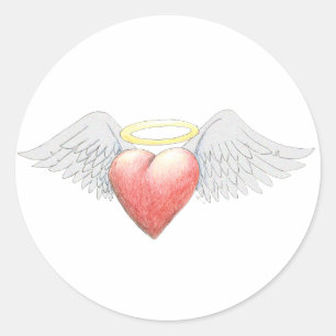 Pegatina Redonda Heart Wing Halo