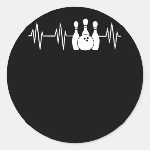 Pegatina Redonda Heartbeat Bowling Heart Bowling Pin y Ball
