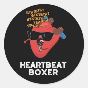Pegatina Redonda Heartbeat Boxer Funny Music Heart Pun Dark BG