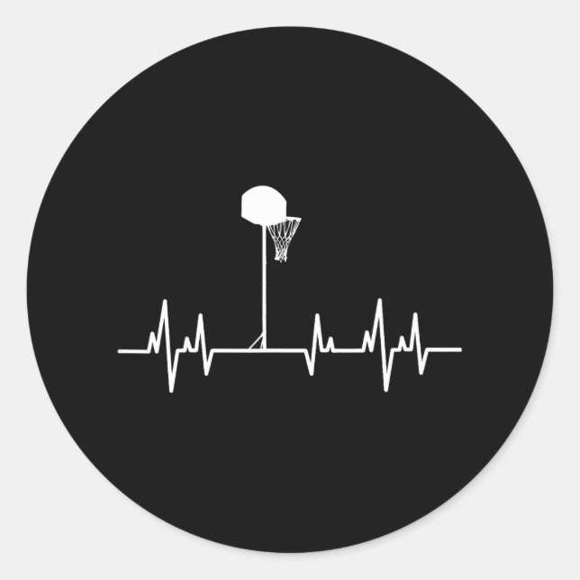 Pegatina Redonda Heartbeat de baloncesto 1 (Anverso)