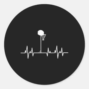 Pegatina Redonda Heartbeat de baloncesto 1
