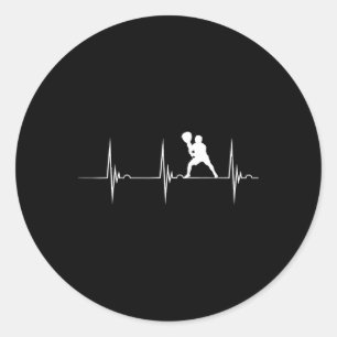 Pegatina Redonda Heartbeat Ekg Pulse Lacrosse Lax Stick Lacrosse Pl