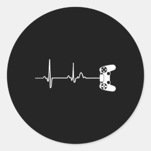 Pegatina Redonda Heartbeat Para Jugadores De Videojuegos