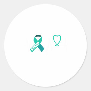 Pegatina Redonda Heartbeat Ribbon - Salud Mental - Camisa de Salud