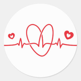Pegatina Redonda Heartbeat Scribbles