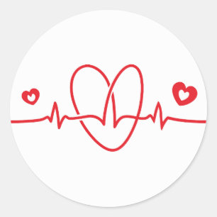 Pegatina Redonda Heartbeat Scribbles