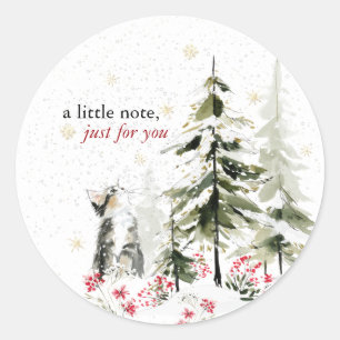 Pegatina Redonda Hearthlight Notes Invierno Kit Gatito Personalizad