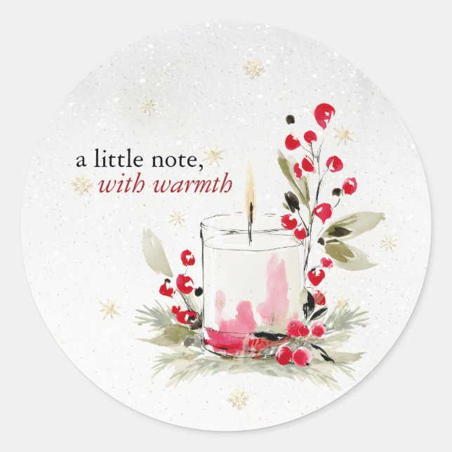 Pegatina Redonda Hearthlight Notes Winter Cozy Candle Personalized (Anverso)