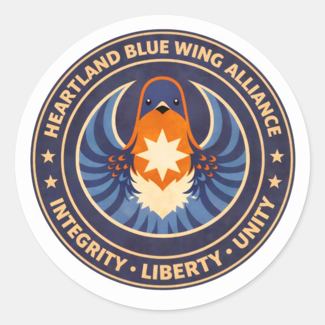 Pegatina Redonda Heartland Blue Wing Alliance MissouriSticke (Anverso)