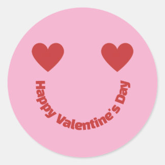 Pegatina Redonda Hearts Smile Happy Valentine's Day Message