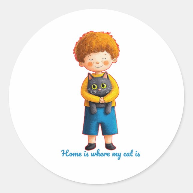 Pegatina Redonda  Heartwarming Feline Love (Anverso)