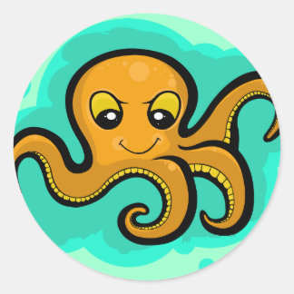 Pegatina Redonda Heba, el personaje del pulpo