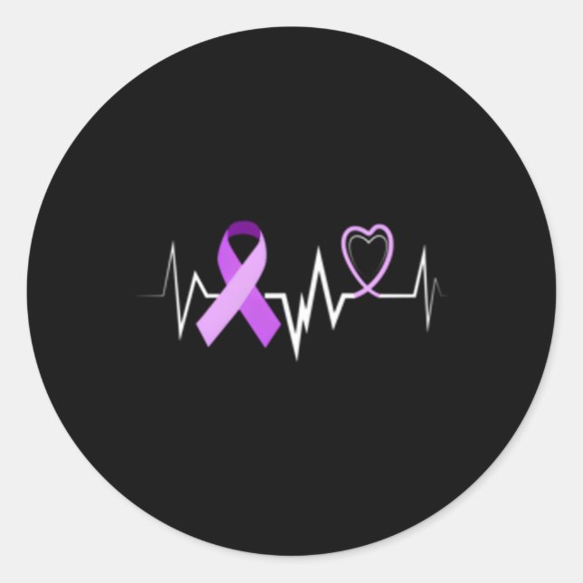 Pegatina Redonda Hebeat Alzheimer Ribbon Alzheimer Enfermedades Awa (Anverso)