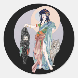 Pegatina Redonda Hecate y Clytius