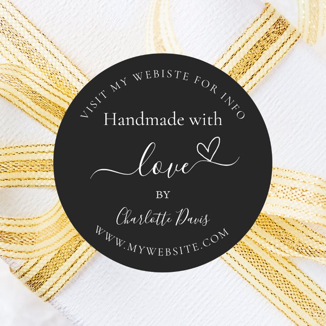 Pegatina Redonda Hecha a mano con el amor sitio web de nombre blanc (Subido por el creador)