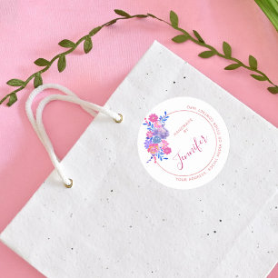 Pegatina Redonda Hecha a mano por su nombre personalizado y la info