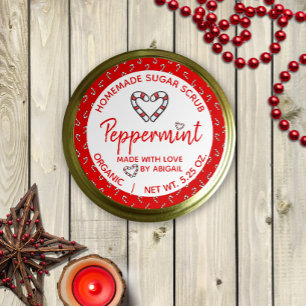 Pegatina Redonda Hecha con amor Peppermint Scrub Casero De Azúcar