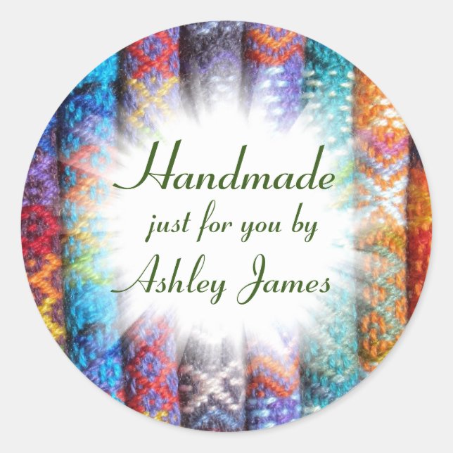 Pegatina Redonda Hecho a mano (Anverso)