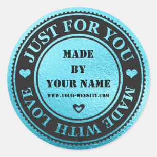 Pegatina Redonda Hecho a mano apenas para usted hizo con blanco