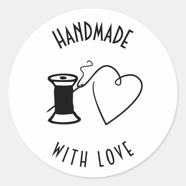 Pegatina Redonda Hecho a mano con amor (Anverso)