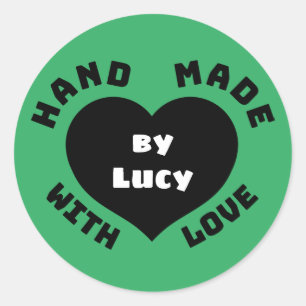 Pegatina Redonda Hecho a mano con amor