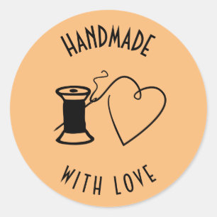 Pegatina Redonda Hecho a mano con amor
