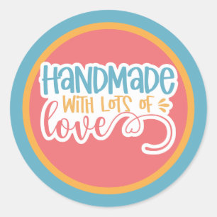 Pegatina Redonda Hecho a mano con amor