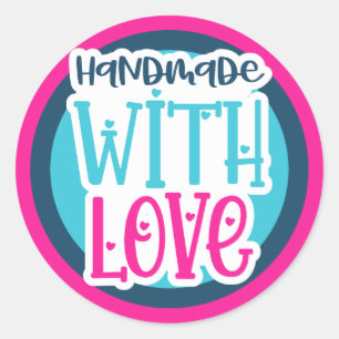 Pegatina Redonda Hecho a mano con amor - colores personalizados
