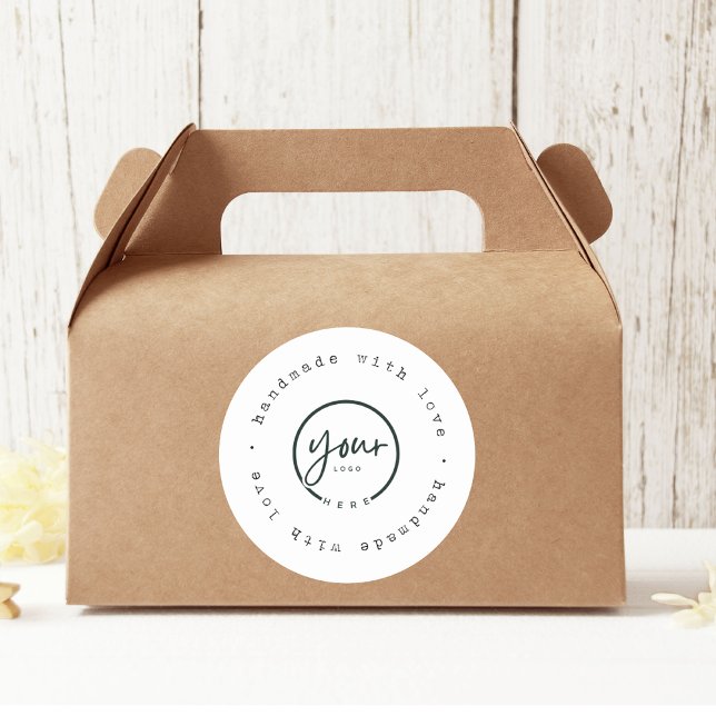 Pegatina Redonda "Hecho a mano con amor con el logotipo | Personali (Subido por el creador)