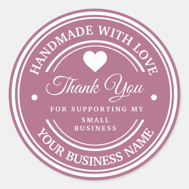 Pegatina Redonda Hecho a mano con amor | gracias clásico redondo st (Anverso)