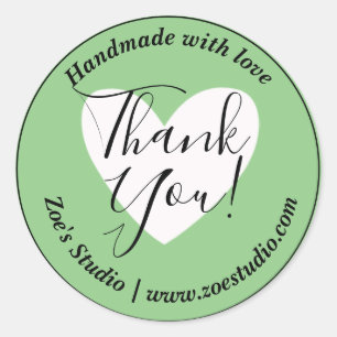 Pegatina Redonda Hecho a mano con amor, ¡gracias! Pequeña empresa