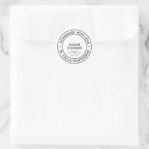 Pegatina Redonda Hecho a mano con amor personalizado