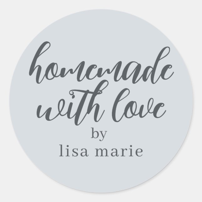 Pegatina Redonda Hecho a Mano con Amor Regalo Personalizado Azul Pa (Anverso)